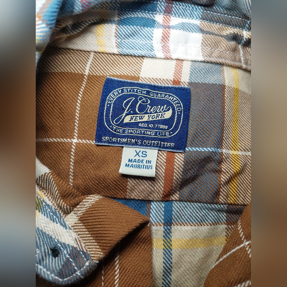 J.Crew Midweight Plaid Flannel Shirt | Size: XS | Color: Blue/Brown